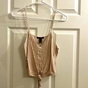 Brown and white striped tank top